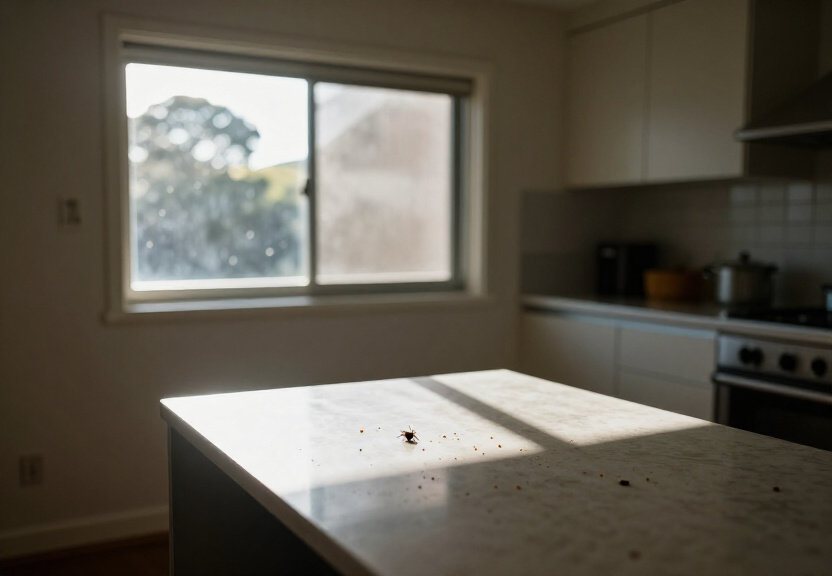 Cockroaches in a Claremont Meadows kitchen before treatment